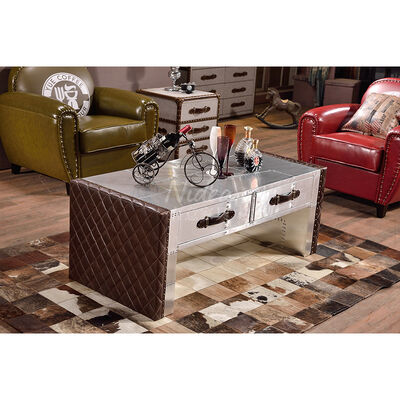 Βιομηχανικό στυλ Διπλό συρτάρι σαλόνι τραπέζι καφέ ντουλάπι τσιγάρο μπαρ αλουμινίου νίβτο εξατομικευμένα έπιπλα